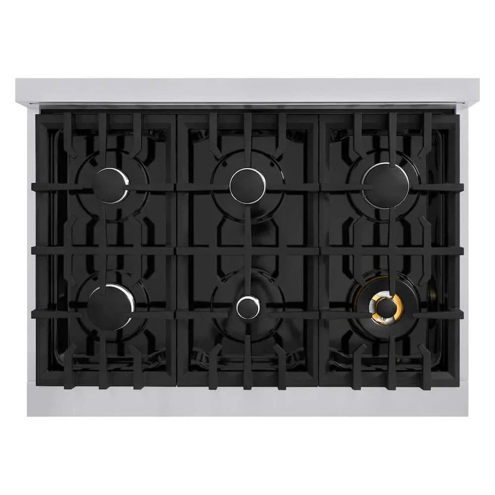 ZLINE 36" Dual Fuel Range, Gas Cooktop, Electric Convection Oven Stainless Steel, White Matte Door CDR-WM-36