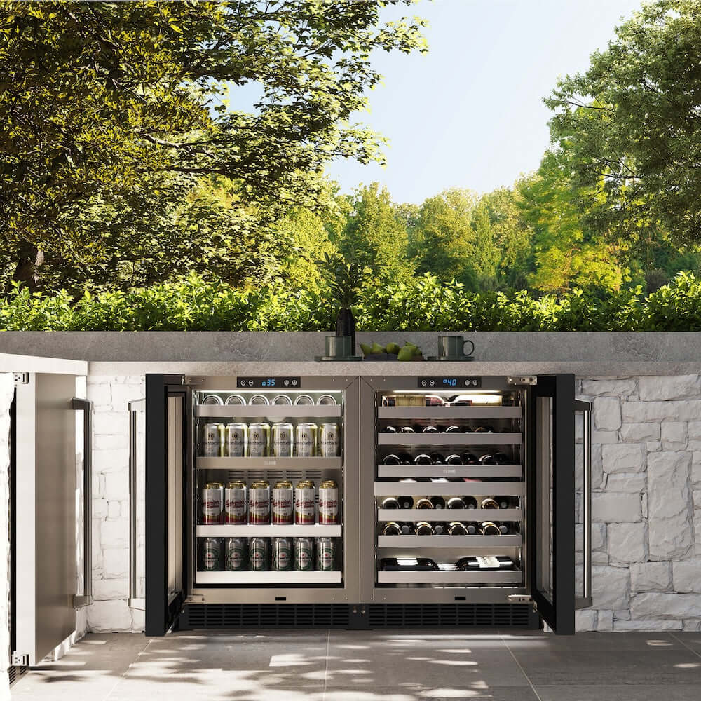 ZLINE 24" Touchstone 151 Can Beverage Fridge Black Matte Glass Door RBSO-BLM-24