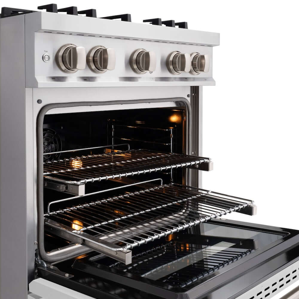 ZLINE 30" Dual Fuel Range, Gas Cooktop, Electric Convection Oven Stainless Steel, White Matte Door CDR-WM-30