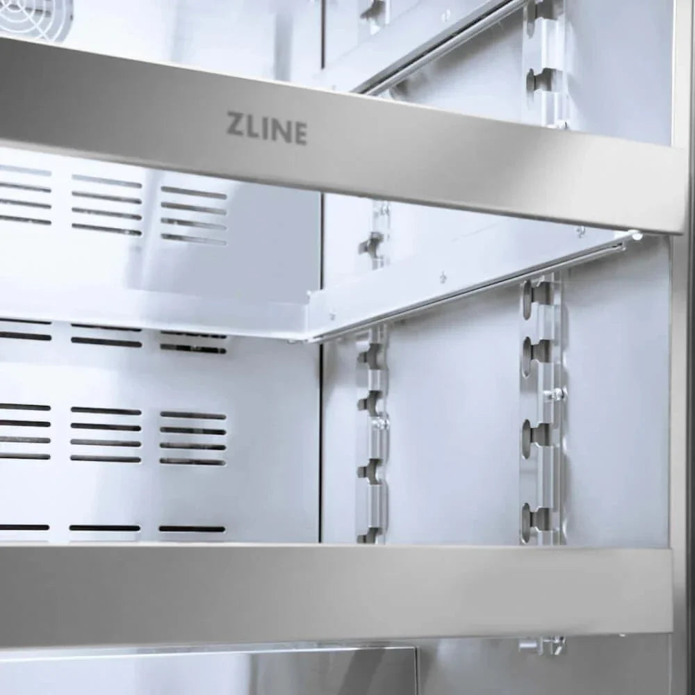 ZLINE 24" Touchstone 151 Can Beverage Fridge White Matte Glass Door Champagne Bronze Handle RBSOZ-WM-24-CB