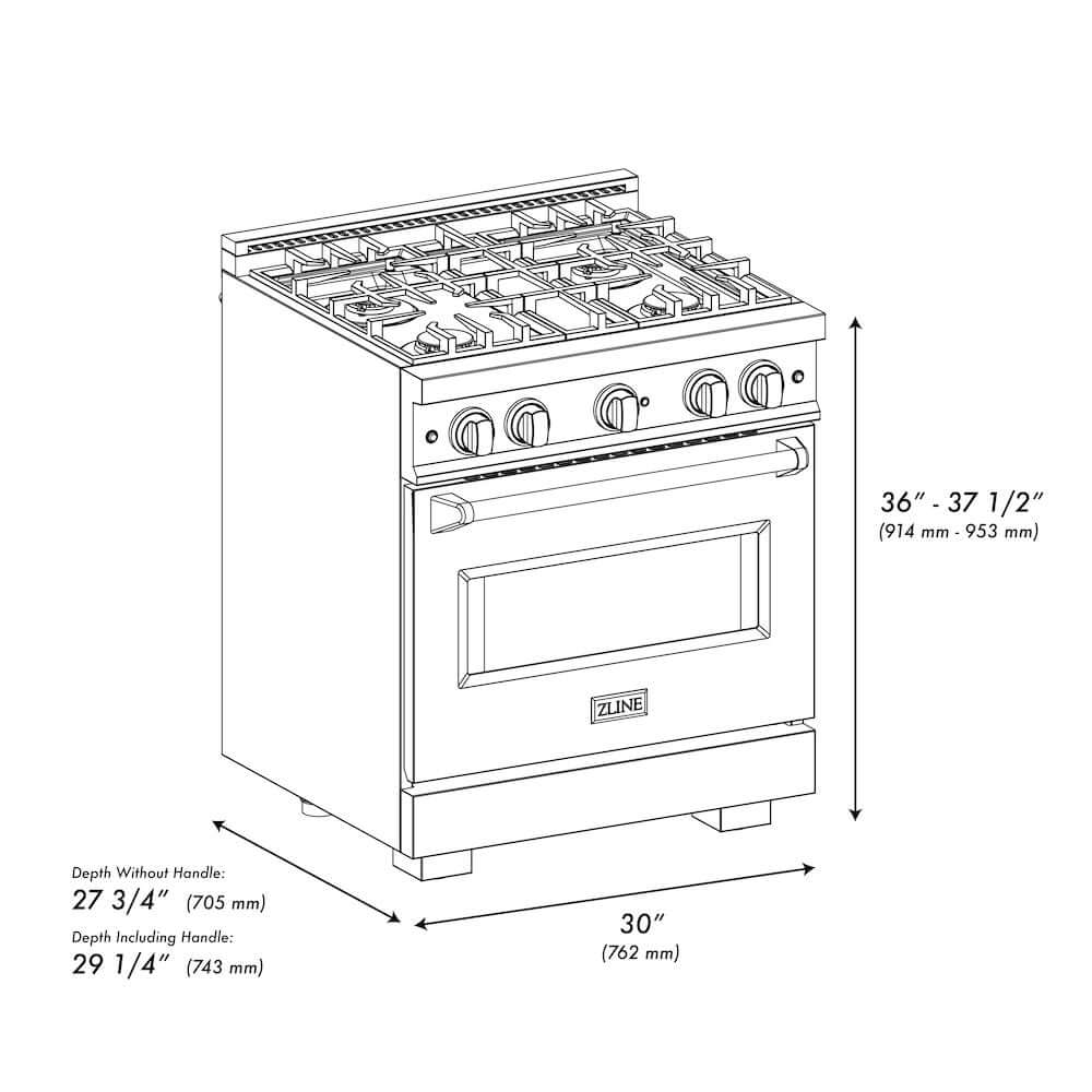 ZLINE 36" Dual Fuel Range, Gas Cooktop, Electric Convection Oven Stainless Steel, Matte White Door Champagne Bronze CDRZ-WM-36-CB