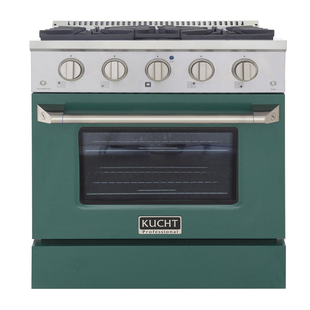 Kucht 30" Gas Range in Stainless Steel with Green Oven Door, KNG301-G