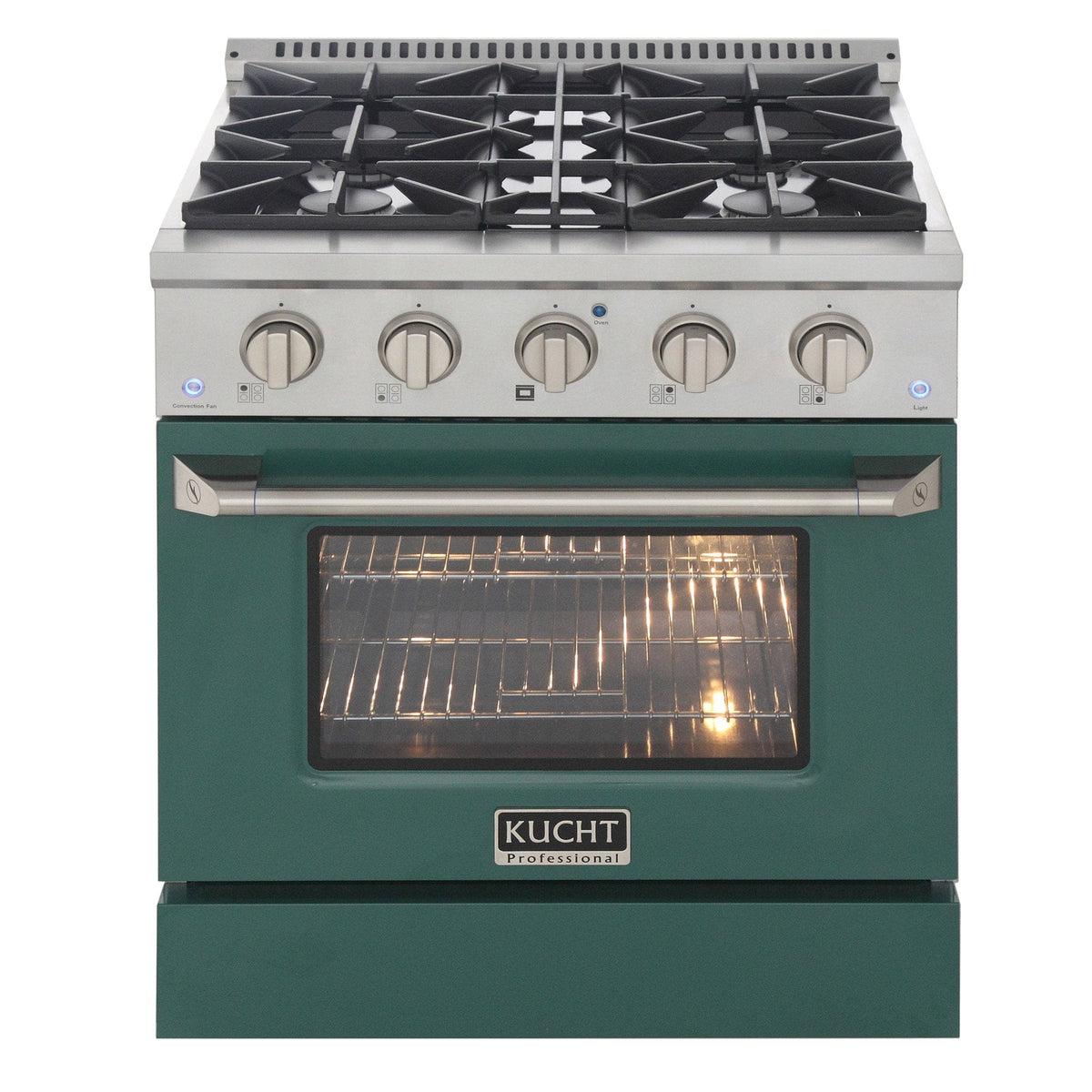 Kucht 30" Gas Range in Stainless Steel with Green Oven Door, KNG301-G