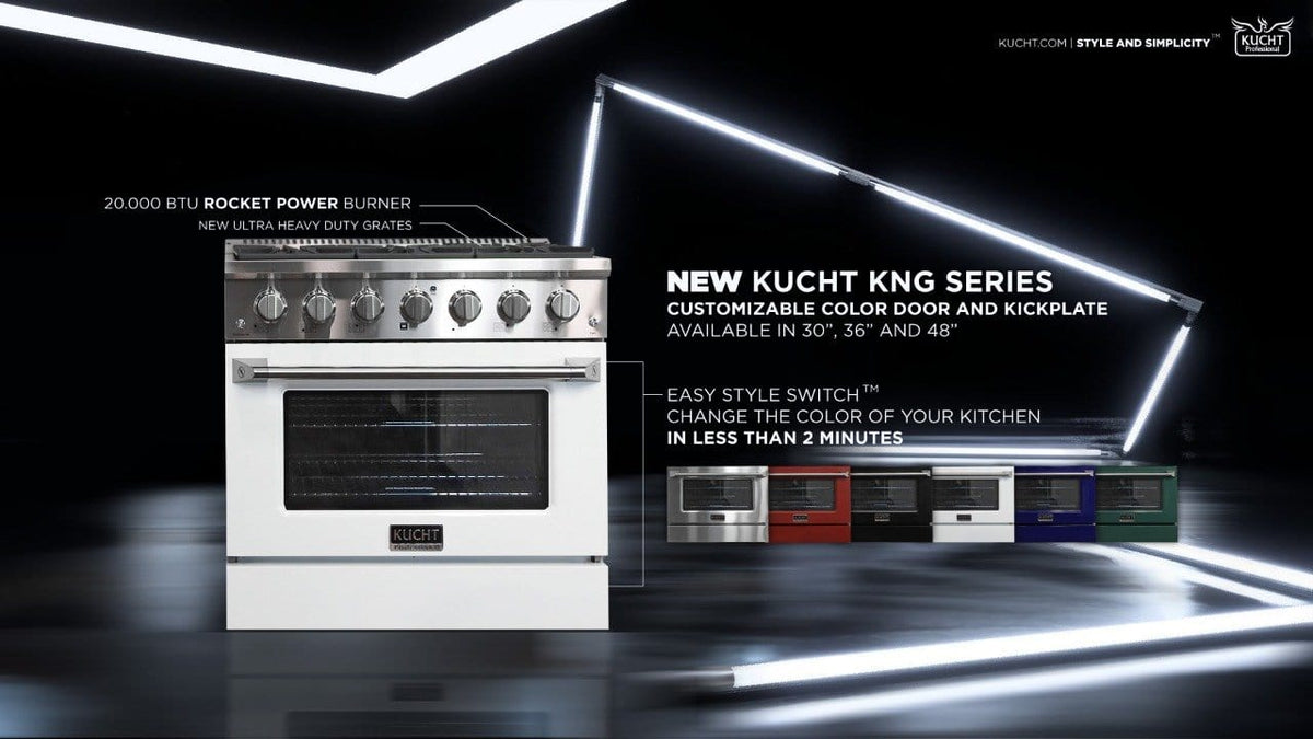 Kucht 36" Gas Range, Stainless Steel with Green Oven Door, KNG361-G