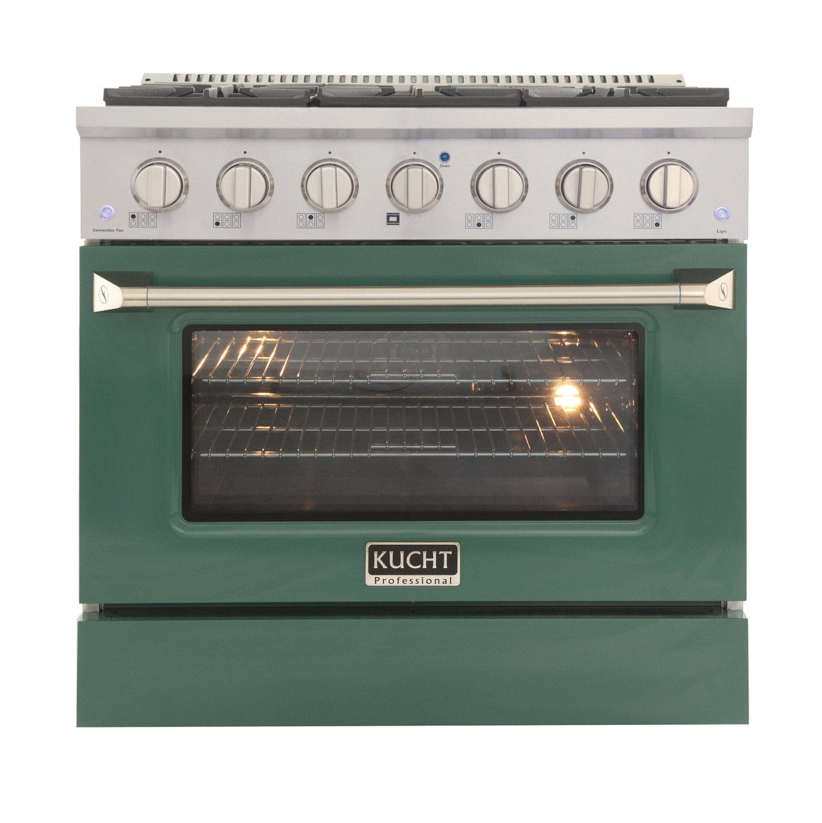 Kucht 36" Gas Range, Stainless Steel with Green Oven Door, KNG361-G