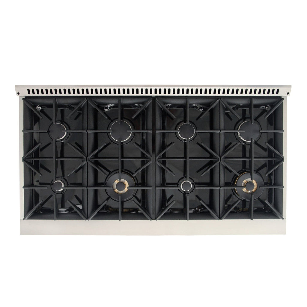 Kucht 48" Gas Range in Stainless Steel, Red Oven Doors, KNG481-R