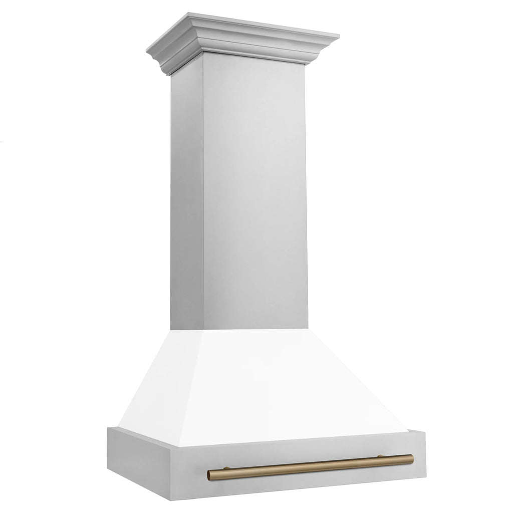 ZLINE 30" Autograph Stainless Wall Range Hood, White, 8654STZ-WM30-CB