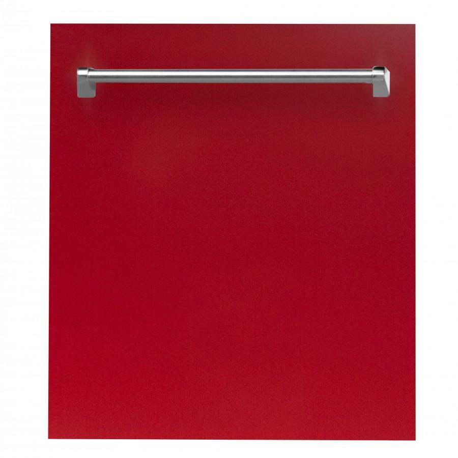 ZLINE 24" Dishwasher in Red Gloss, Stainless Tub, Traditional Handle, DW-RG-24