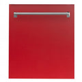 ZLINE 24" Dishwasher in Red Matte, Stainless Tub, Traditional Handle, DW-RM-24