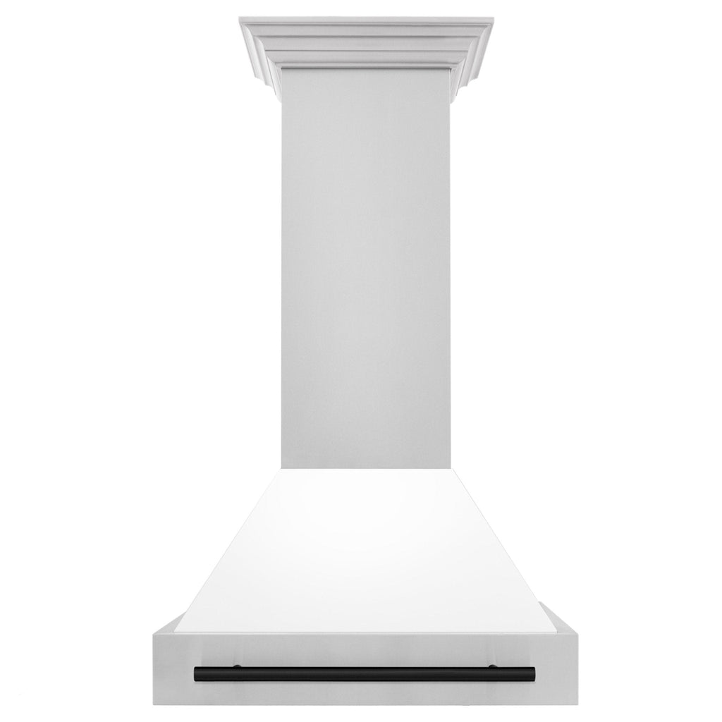 ZLINE 30" Autograph Stainless Wall Range Hood, White, 8654STZ-WM30-MB
