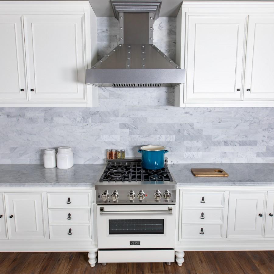 ZLINE 30" Professional Dual Fuel Range, White Matte Door, RA-WM-30