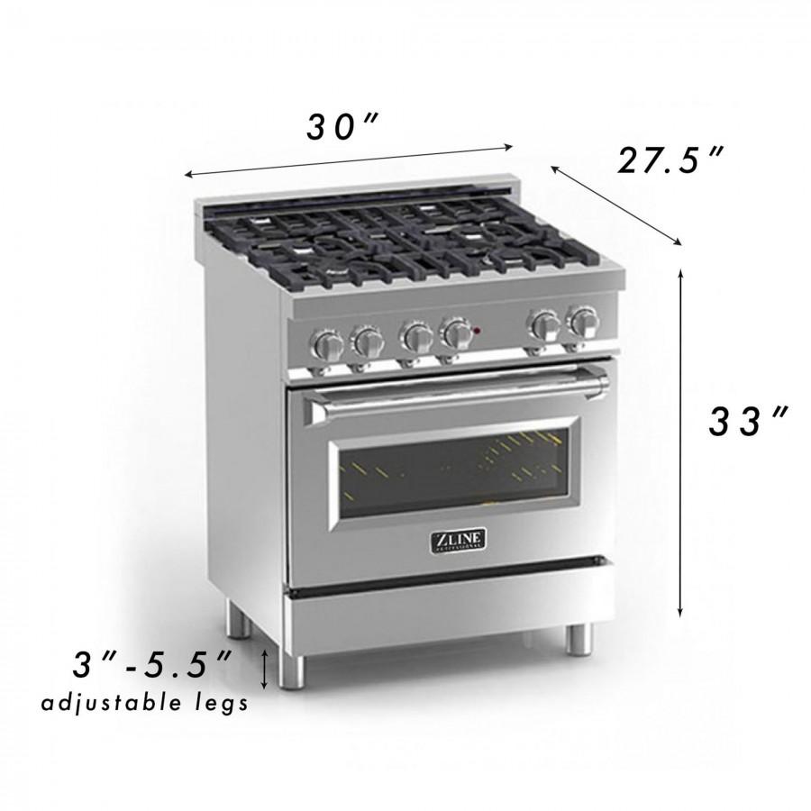 ZLINE 30" Professional Dual Fuel Range, White Matte Door, RA-WM-30