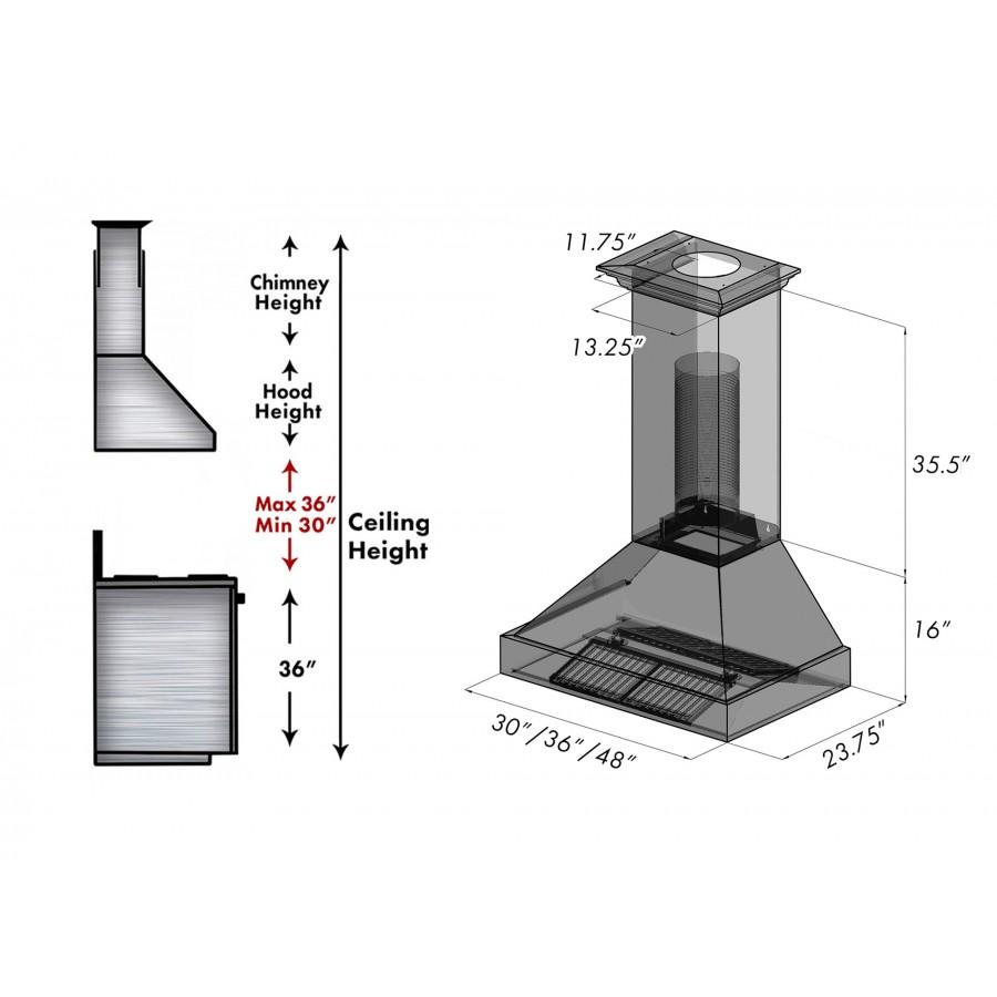ZLINE 30" Snow Finish Wall Range Hood, White Matte Shell, 8654WM-30