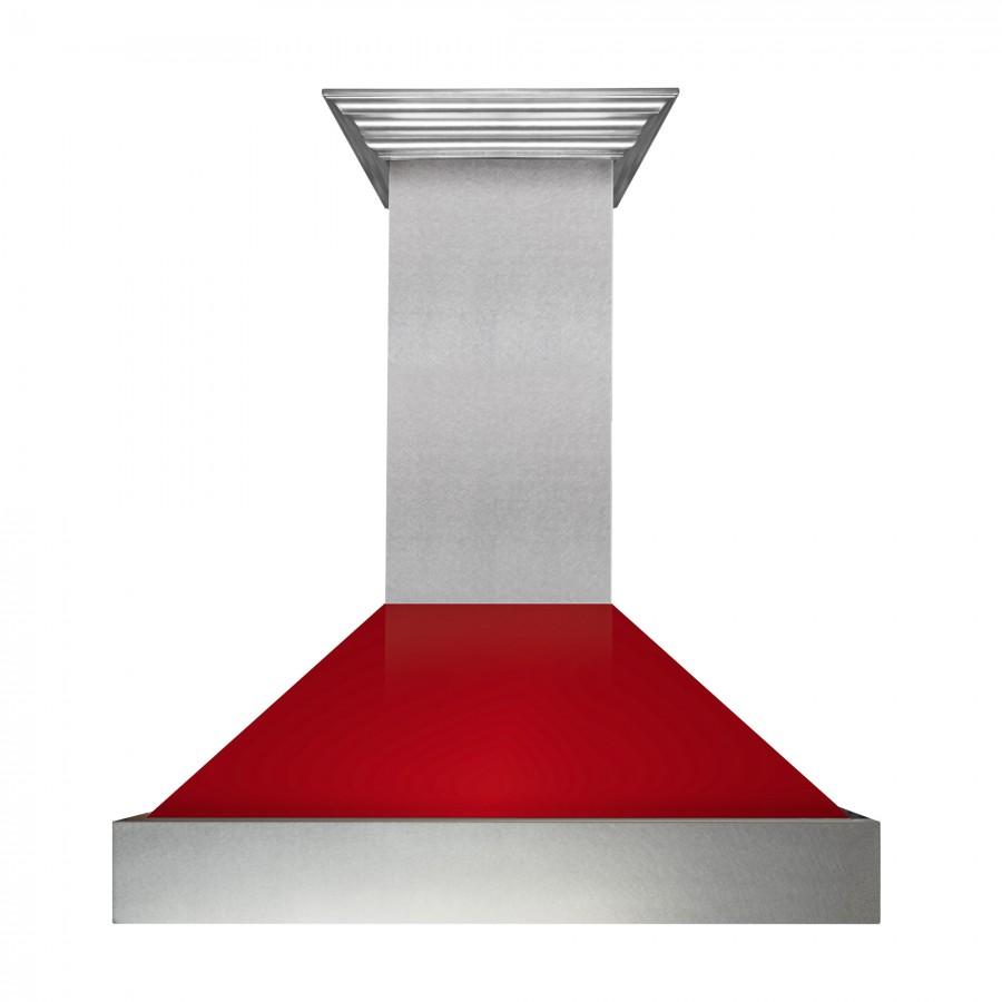 ZLINE 36" Snow Finish Wall Range Hood, Red Gloss Shell, 8654RG-36