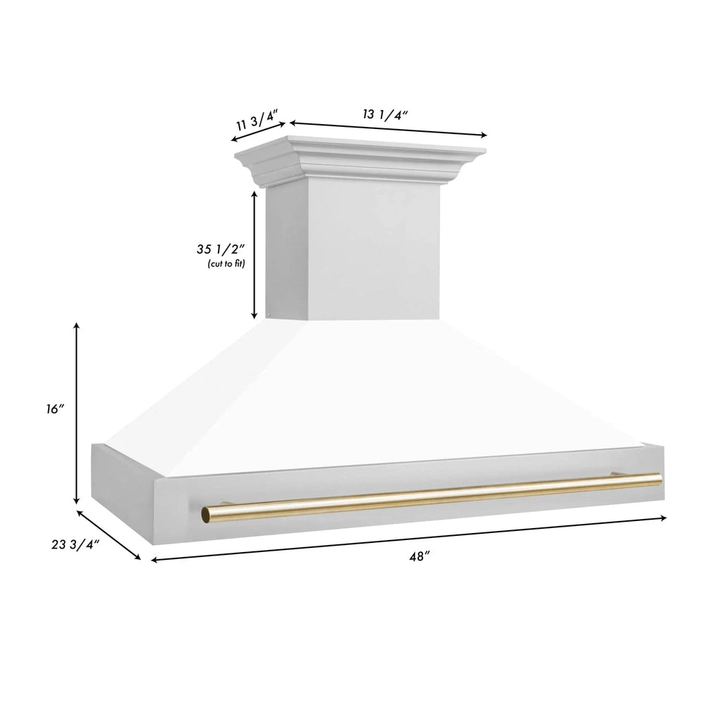 ZLINE 48" Autograph Stainless Wall Range Hood, 8654STZ-WM48-G