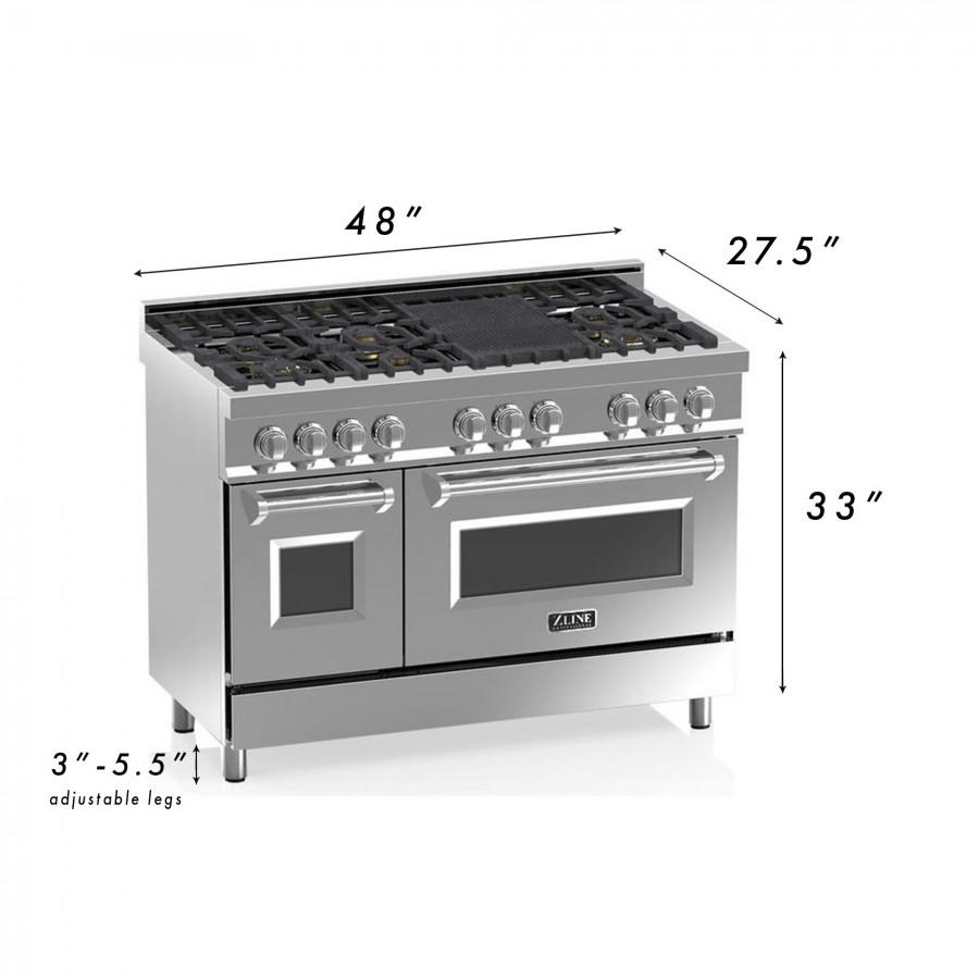 ZLINE 48" Professional Dual Fuel Range with Black Matte Door, RA-BLM-48