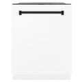 ZLINE Autograph 24" Dishwasher White Door, Black Handle DWMTZ-WM-24-MB