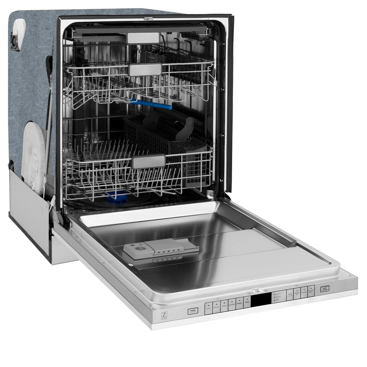 ZLINE Autograph 24" Dishwasher White Door, Black Handle DWMTZ-WM-24-MB