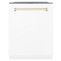 ZLINE Autograph 24" Dishwasher White Door, Gold DWMTZ-WM-24-G